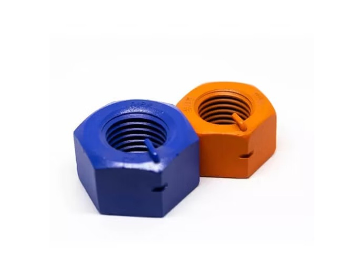 Blue and orange coated all-metal hex lock nuts