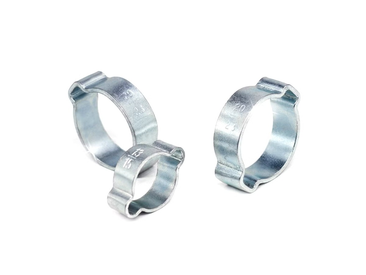 Two-ear hose clips in two sizes